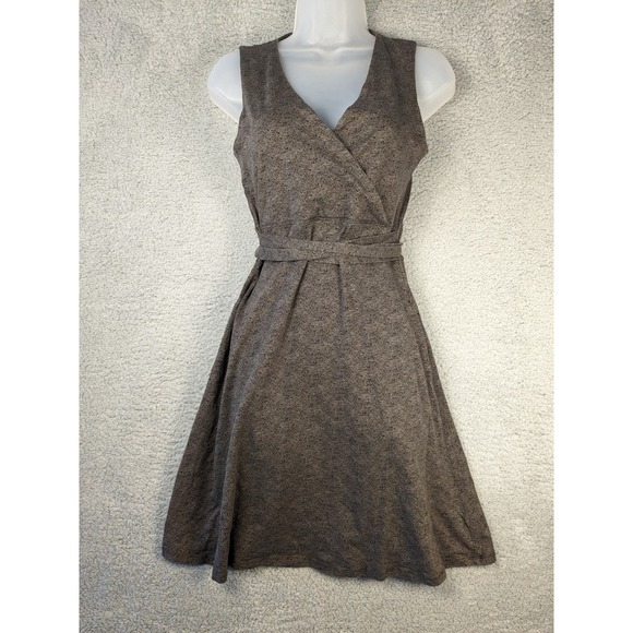 Toad & Co Dresses & Skirts - Toad & Co Small Womens Organic Cotton Waist Tie V-Neck Brown Midi Dress Pockets